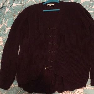Lace up sweater